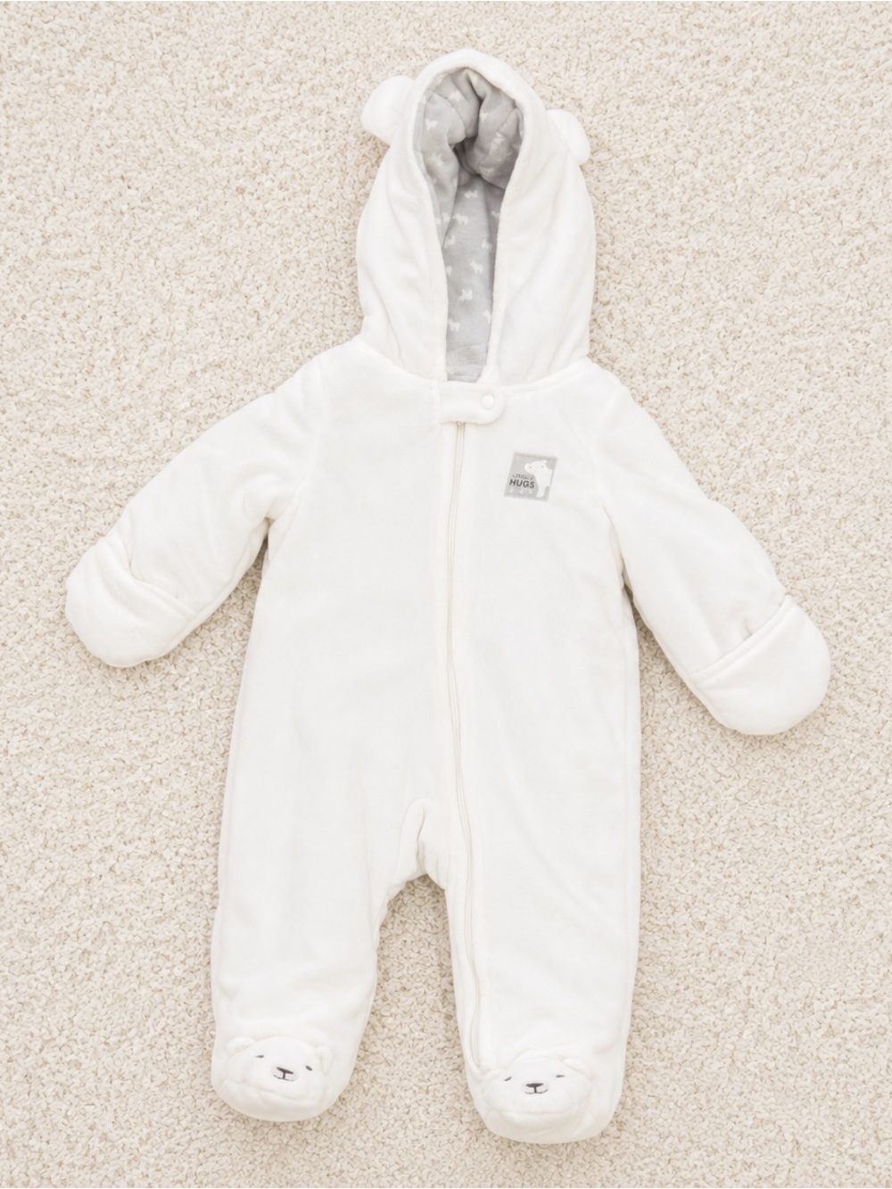 NWOT! Cozy White Hooded Baby Onesie